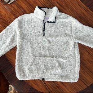 Girls XL White Sherpa Quarterzip